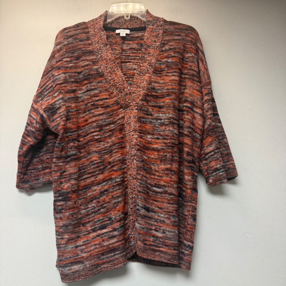 Pure Jill Sweater Women XS Orange Excellent Space Dye V-Neck Cotton Blend 14091